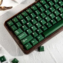 Womier - PBT Keycaps,Translucent Ceramic Keys Cherry Profile Double-Shot Keycap for All US Layout Mechanical Keyboard - Green