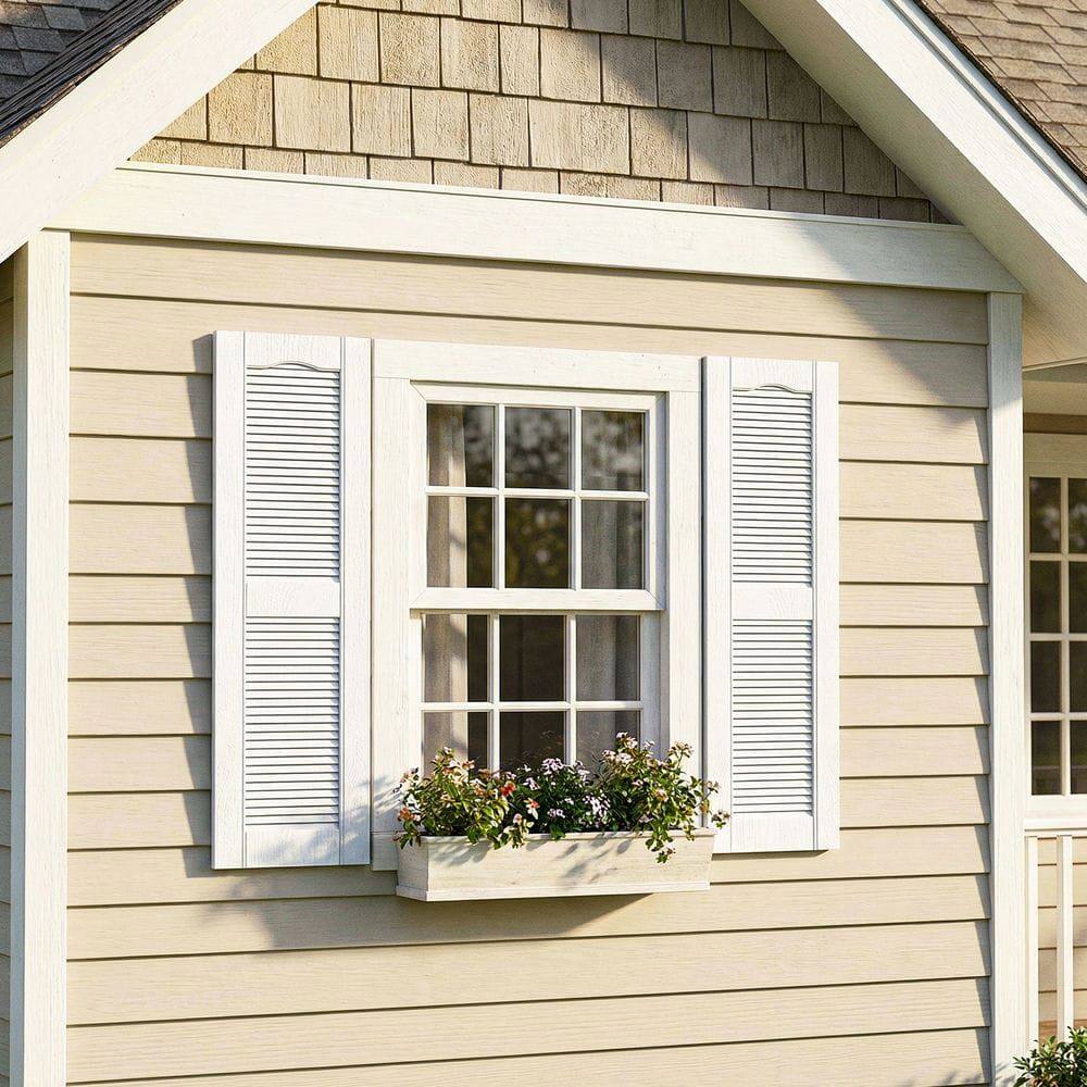 Alt View 7. Kadyn - Decorative Faux Shutters, Sturdy, Hassle-Free Design for Indoor & Outdoor Use, 14"x25", White - White.