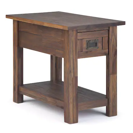 Front. Simpli Home - Monroe Narrow Side Table - Distressed Charcoal Brown.