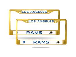 Rico Industries - Los Angeles Football Rams Gold Color Chrome Metal License Plate Frame - Set of 2 Frames - Multi