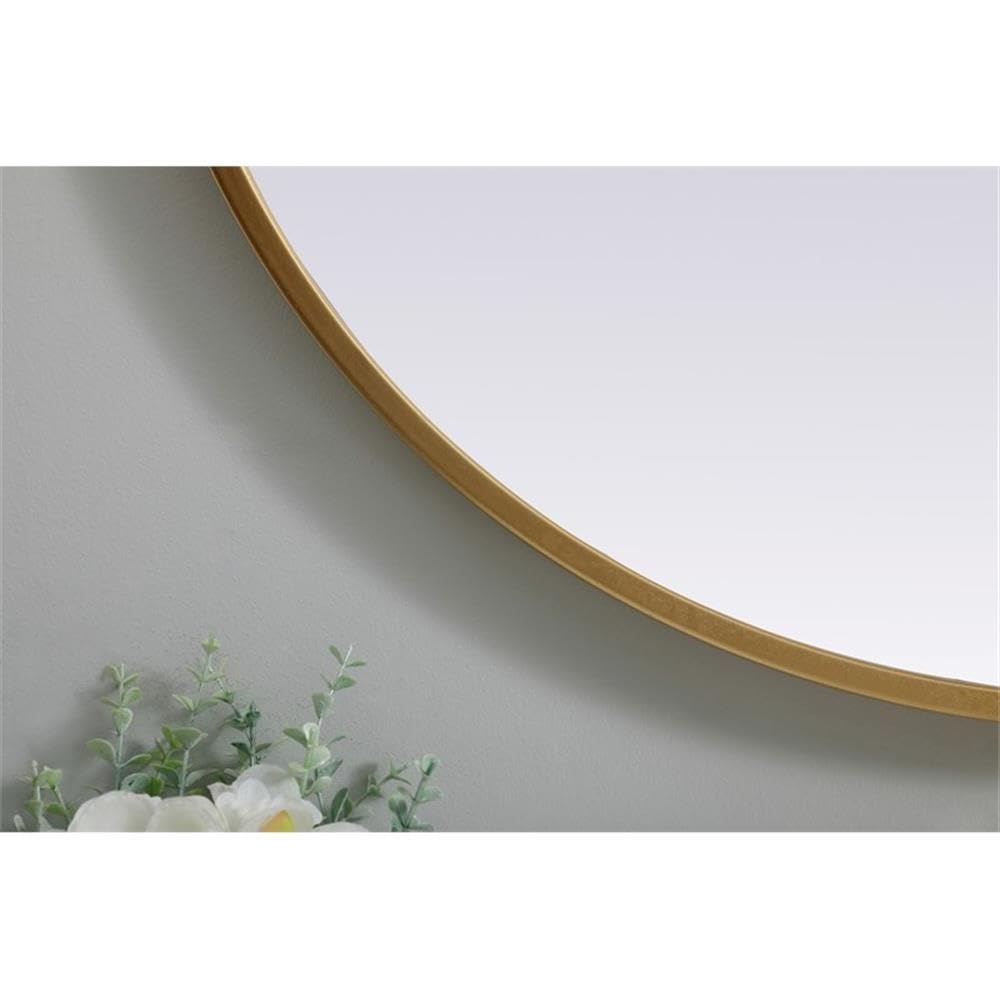 Alt View 4. Elegant Decor - Metal Frame Oval Mirror 24x30 Inch in Brass - Brass.