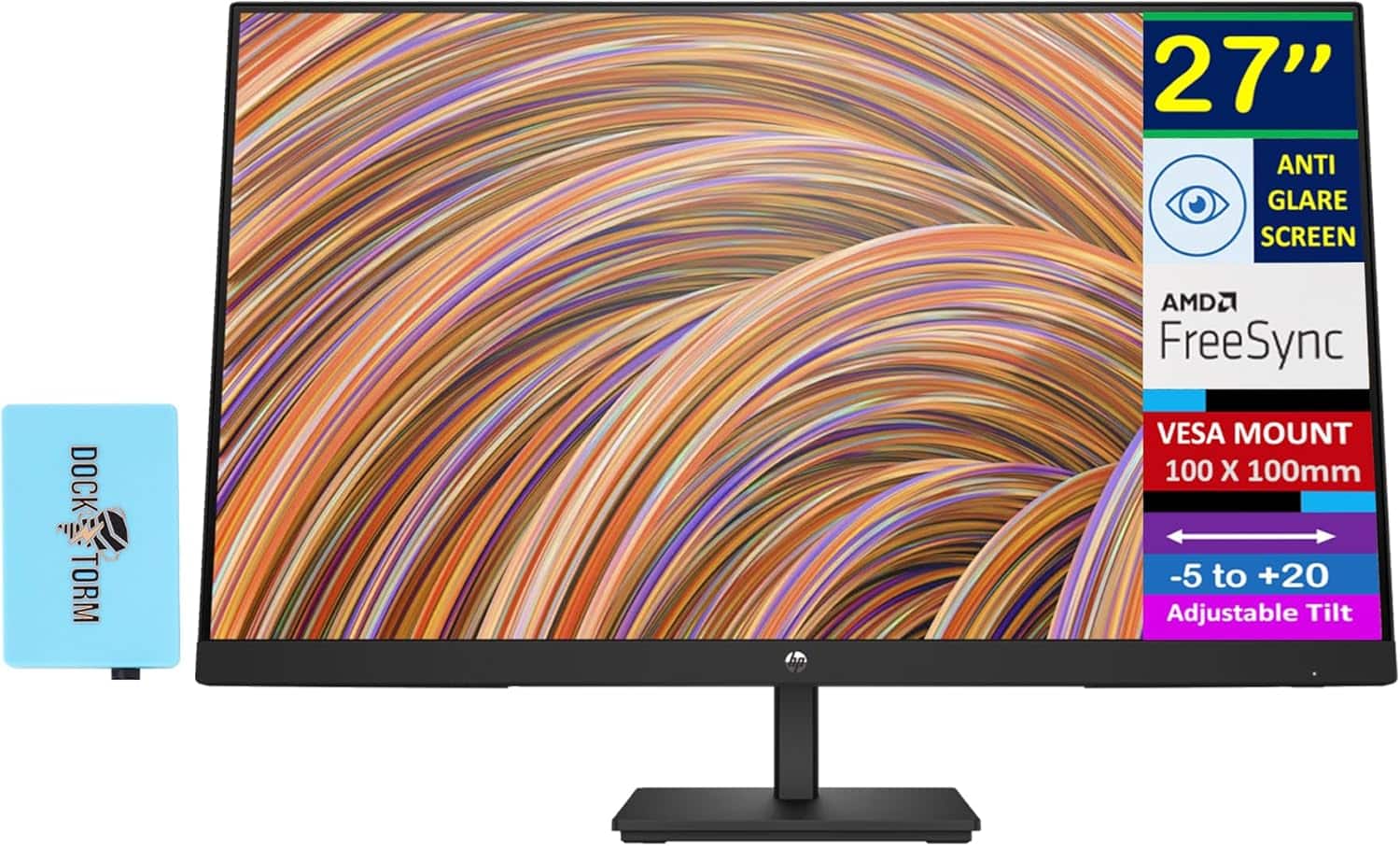 HP - 27'' FHD IPS Monitor with 5ms Response Time, Anti Glare, VESA Mount (100mm), Displayport, HDMI & DKZ Hub, Color - Black