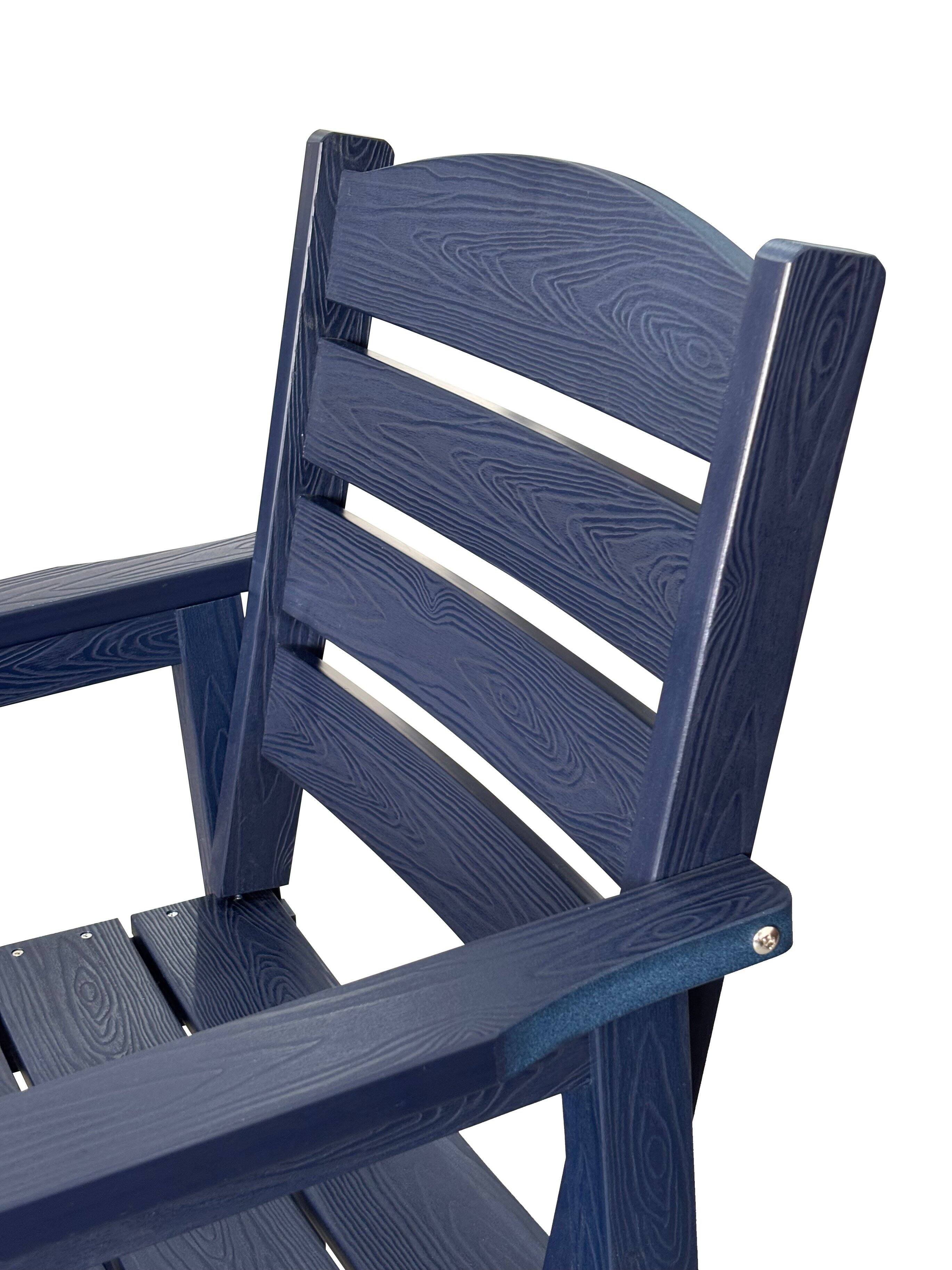 Alt View 9. Fortune Candy - Poly Lumber Patio Dining Set, 36.2" Table & Slat Back Chairs with Umbrella Hole, Weather-Resistant（Navy Blue, 5-piece) - Navy Blue.