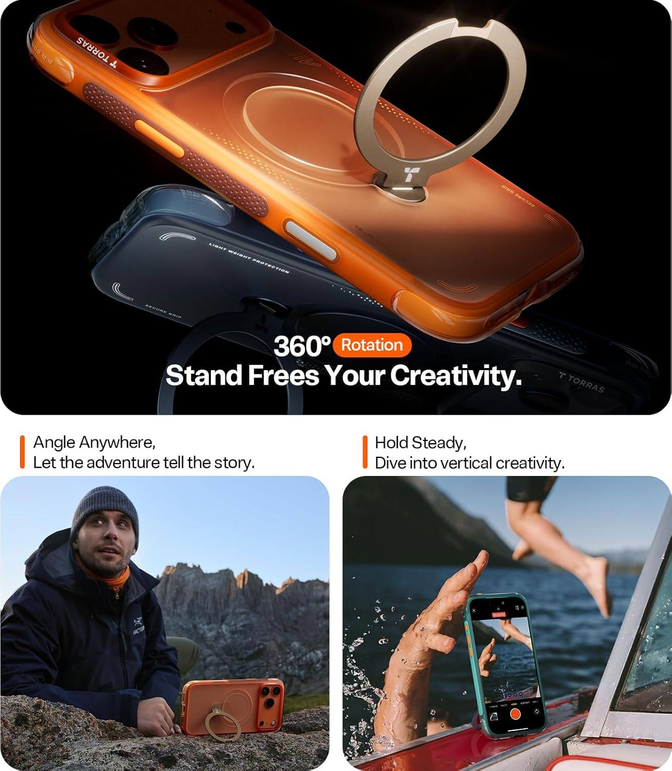 360° Rotation Stand Frees Your Creativity.

Angle Anywhere, Let the adventure tell the story.

Hold Steady, Dive into vertical creativity.