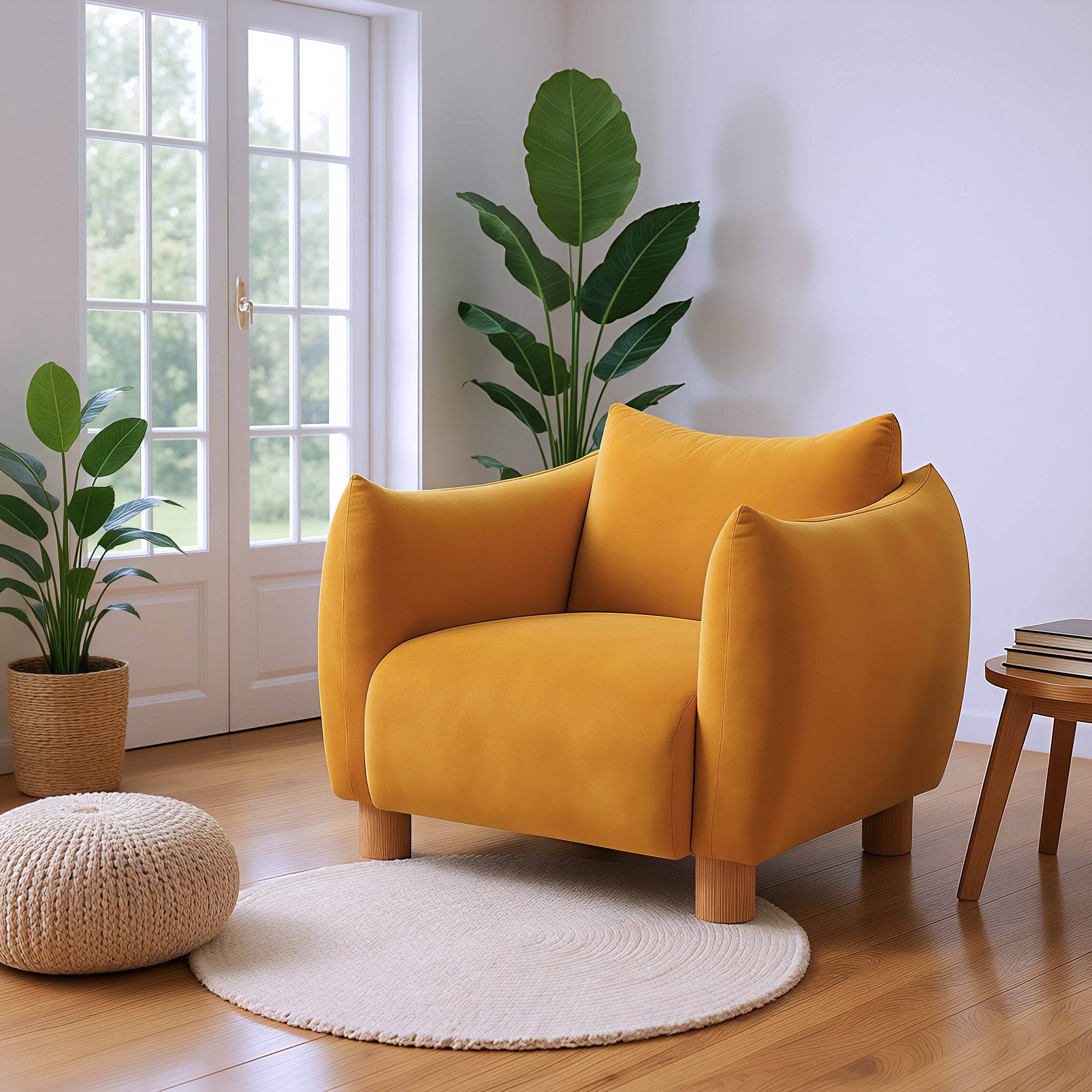 Angle. Hivvago - Meia Accent Chair Mustard - Mustard.