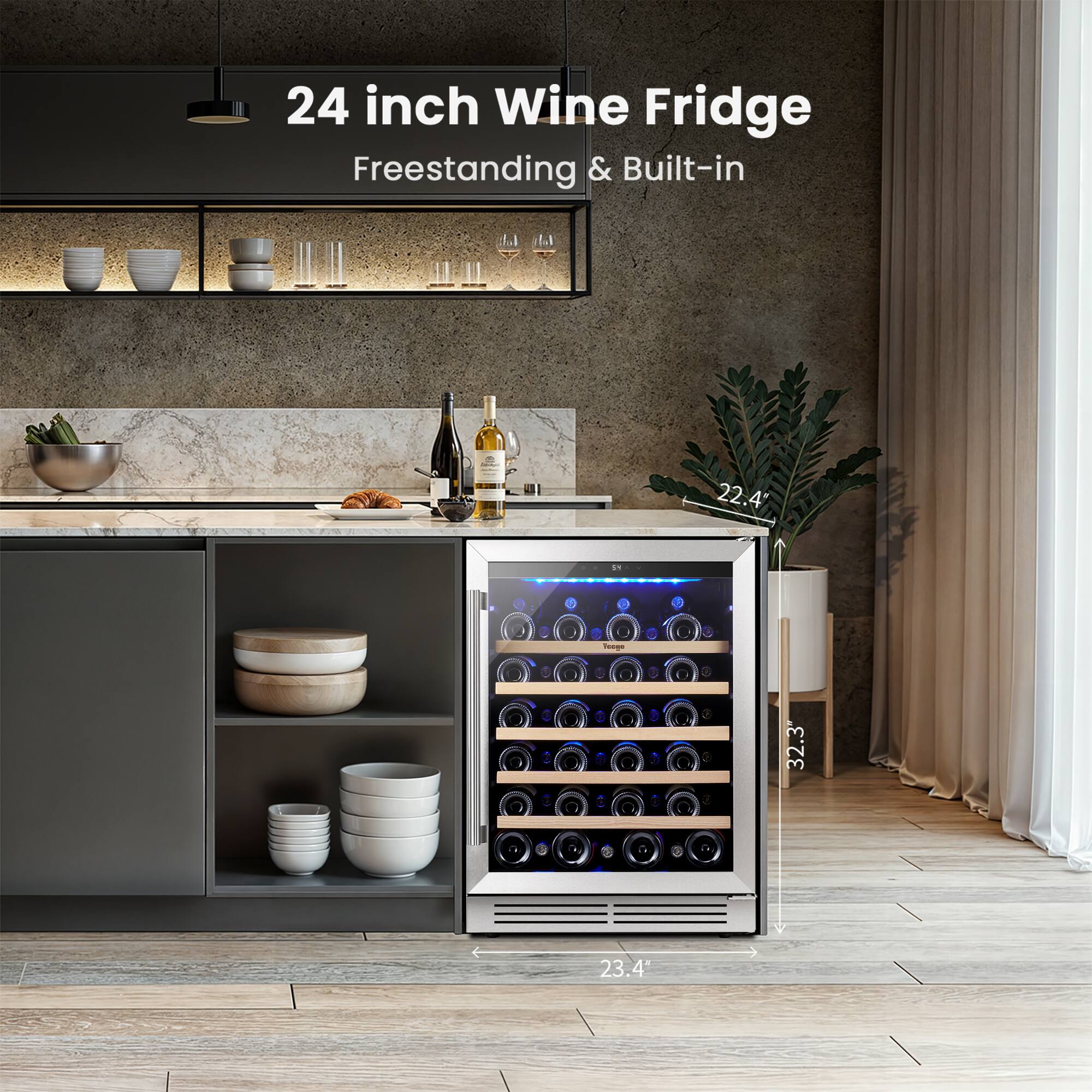 24 inch Wine Fridge Freestanding & Built-in 22.4 in 32.3 23.4