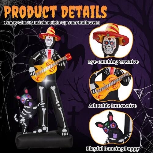 PRODUCT DETAILS  
Funny Ghost Musician Light Up Your Halloween  

Eye-catching Creative  
Adorable Interactive  
Playful Dancing Puppy