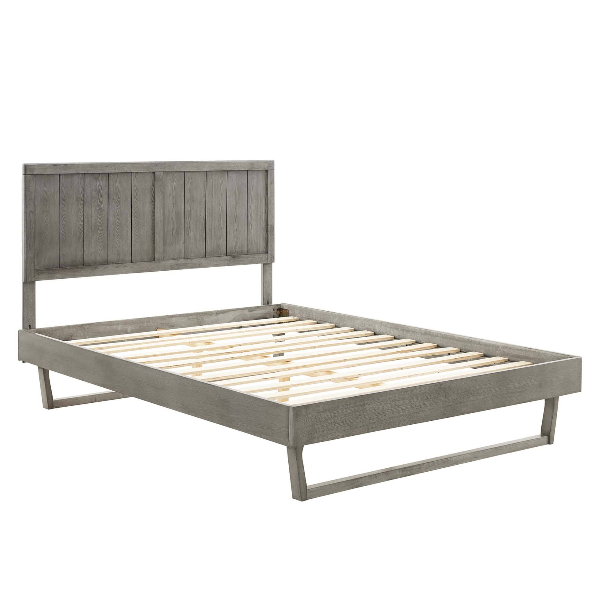 Alt View 1. Modway - Kelsea Cane and Wood Full Platform Bed With Splayed Legs - Black.