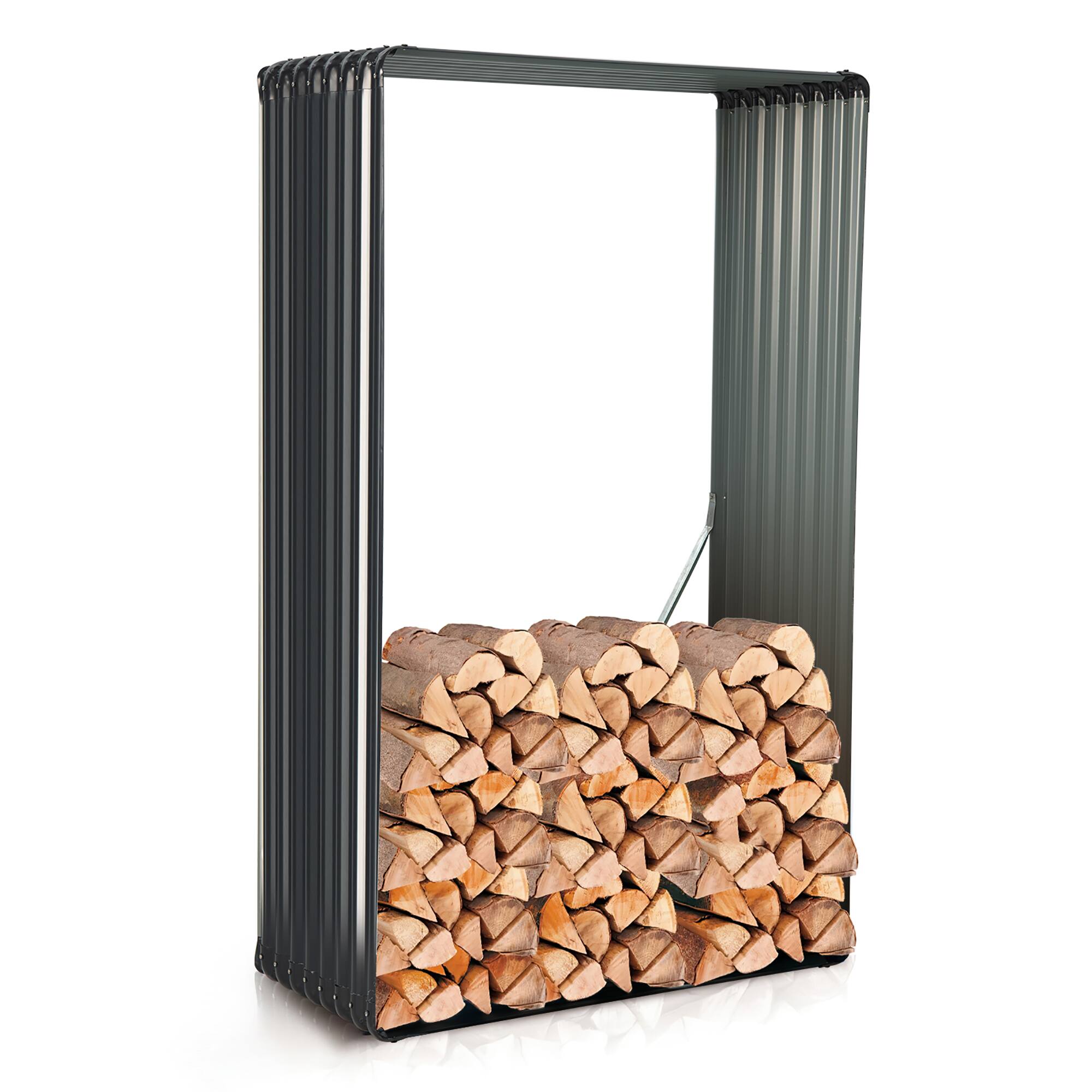 Alt View 1. Costway - 1 PC Galvanized Raised Garden Bed Outdoor Planter Box Firewood Rack Log Holder - Dark Grey.