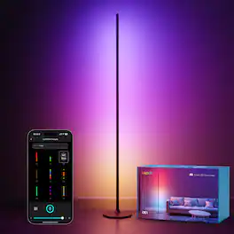 Lepro - OE1 55 in. Smart RGBWW Standard Floor Lamp, 1000 LM Dimmable Color Changing Accent Light for bedroom living room - Black