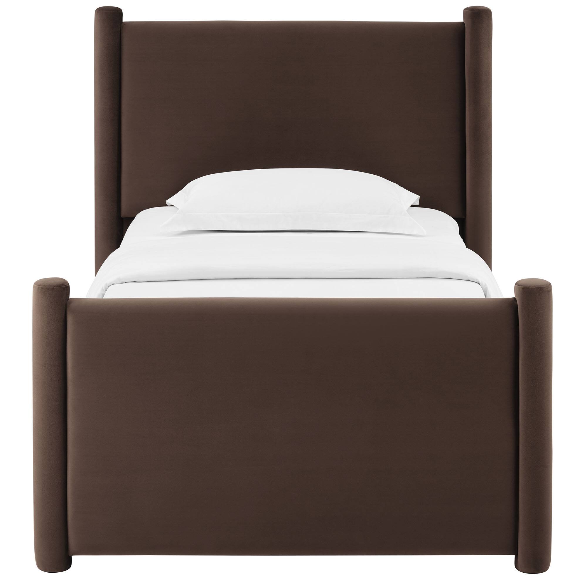 Alt View 4. Modway - Rael Performance Velvet Twin Platform Bed - Brown.