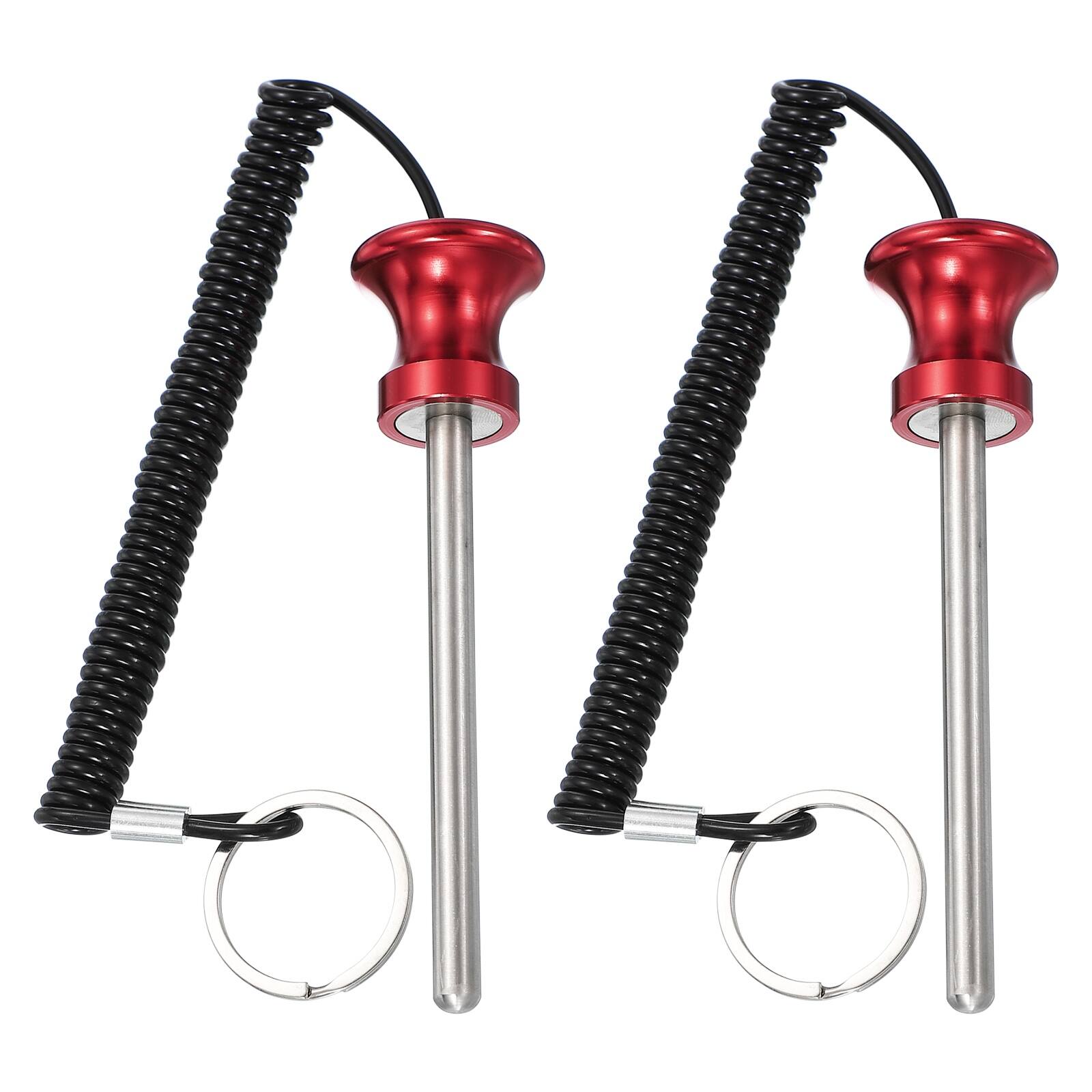 Front. Unique Bargains - Weight Stack Pin, Gym Pin Strength Training Replacement with Pull Rope, 0.3 x 3.9 Inch 2pcs for Home/Gym - Red.