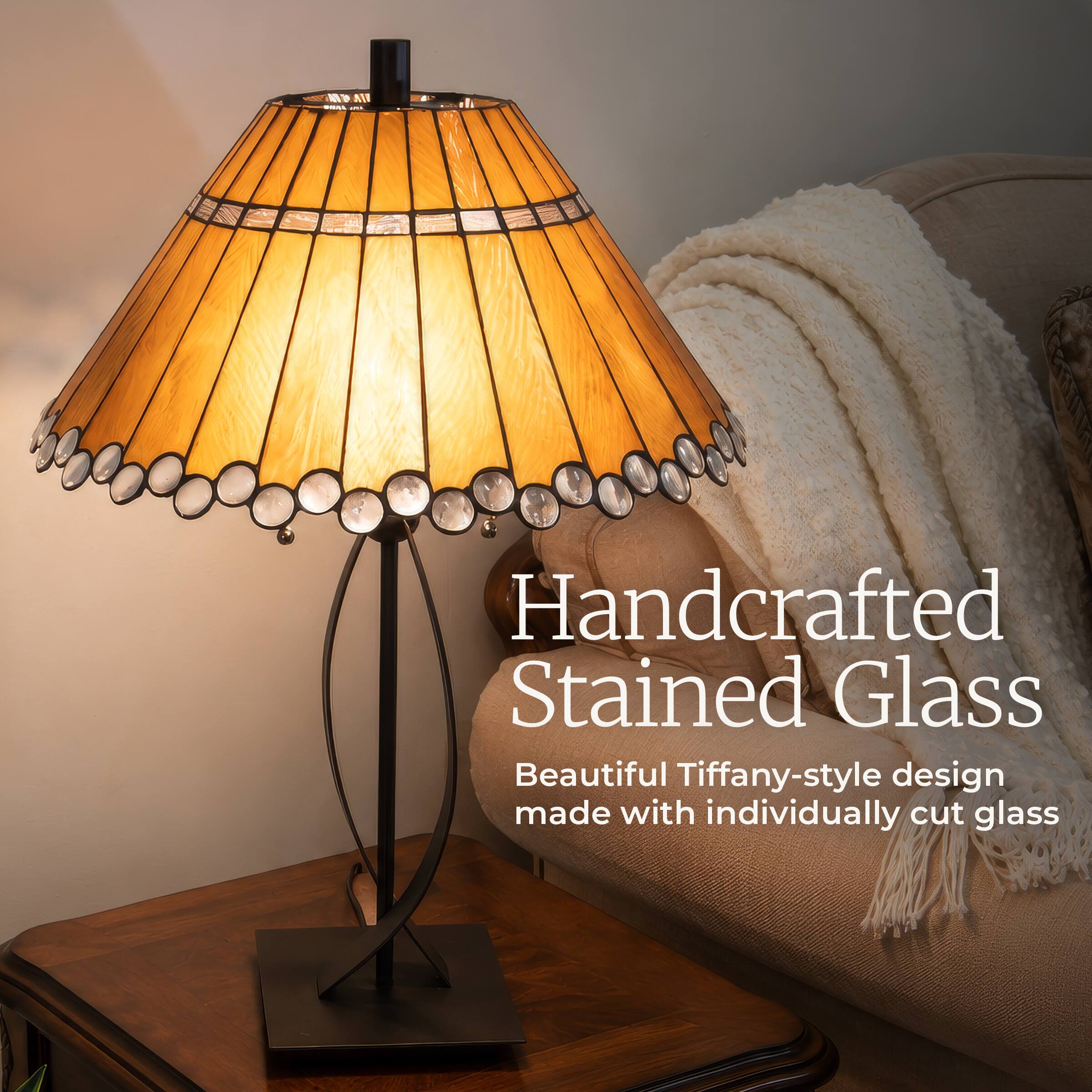 Handcrafted Stained Glass  
Beautiful Tiffany-style design made with individually cut glass