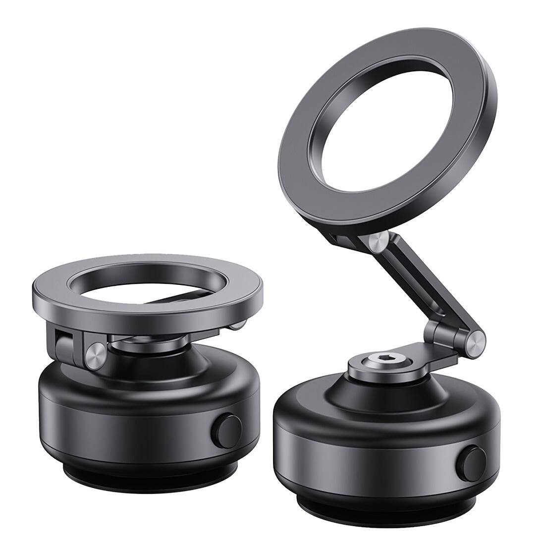 Alt View 5. Furno Fusion - Retractable & Foldable Car Phone Holder, 360° Rotating Magnetic Mount with Vacuum Suction Cup - Black.