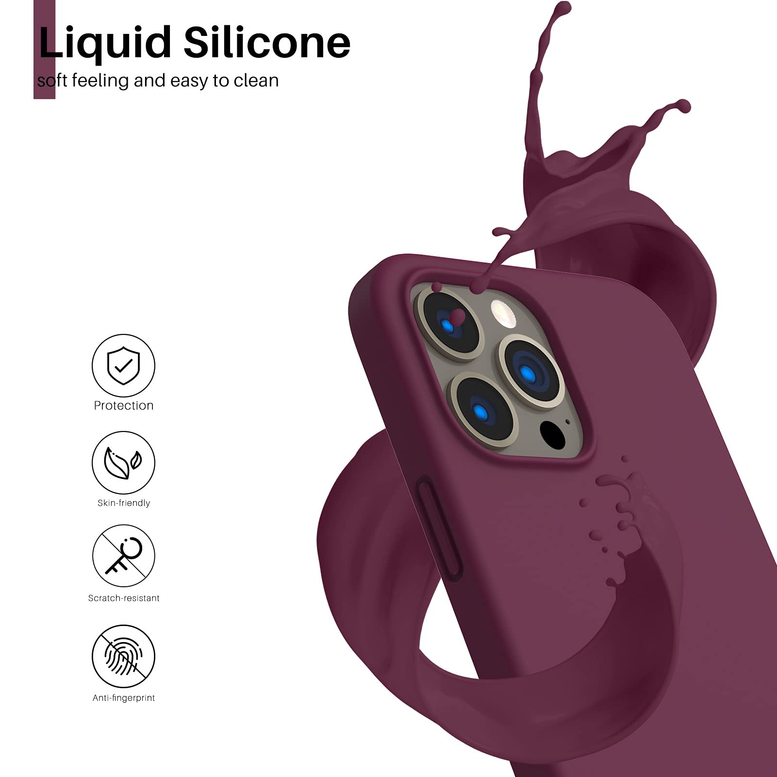 Liquid Silicone, soft feeling and easy to clean, Protection, Skin-friendly, Scratch-resistant, Anti-fingerprint