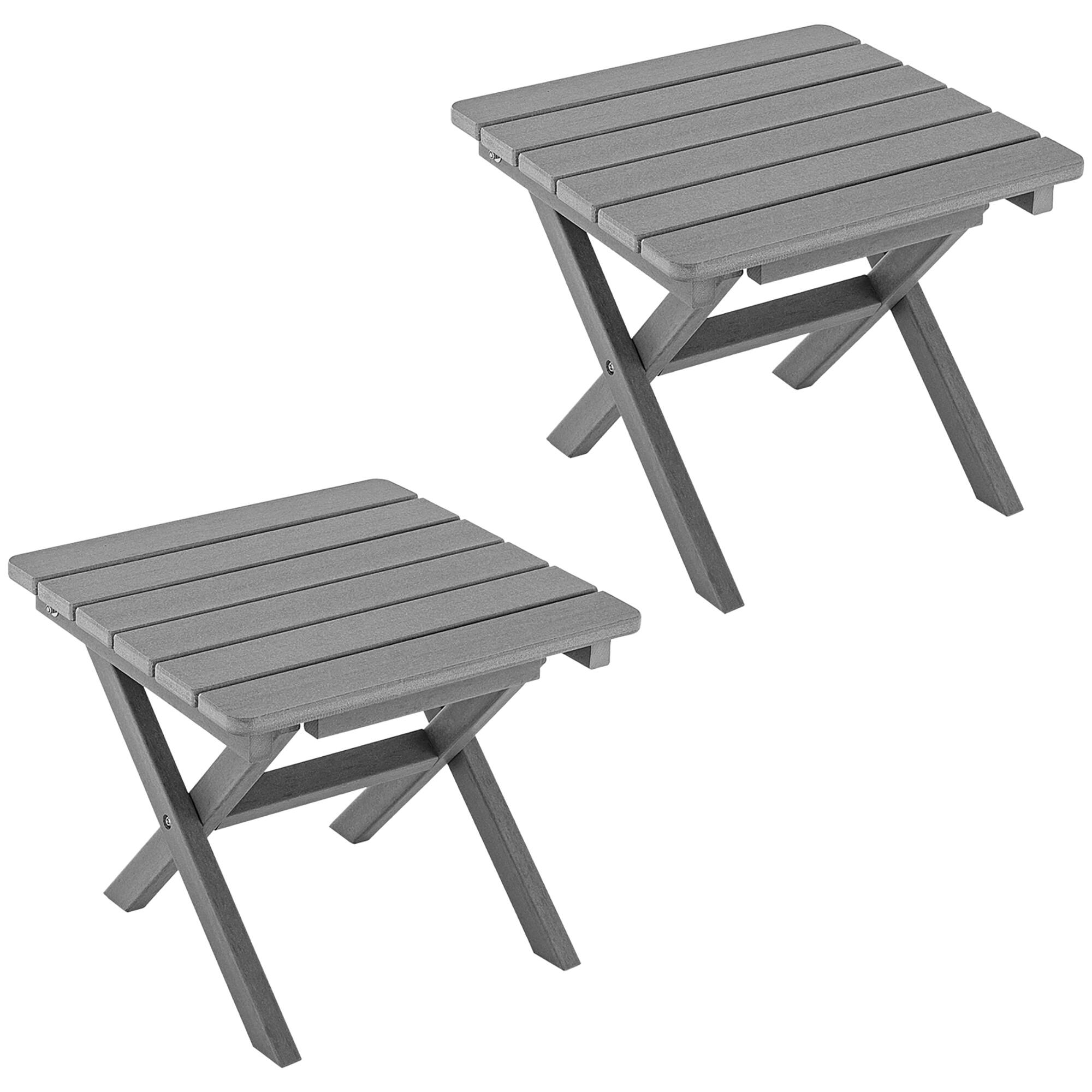 Alt View 1. Gymax - Gymax 2 Pieces Folding Adirondack Side Table Poolside Garden Patio Gray - Gray.