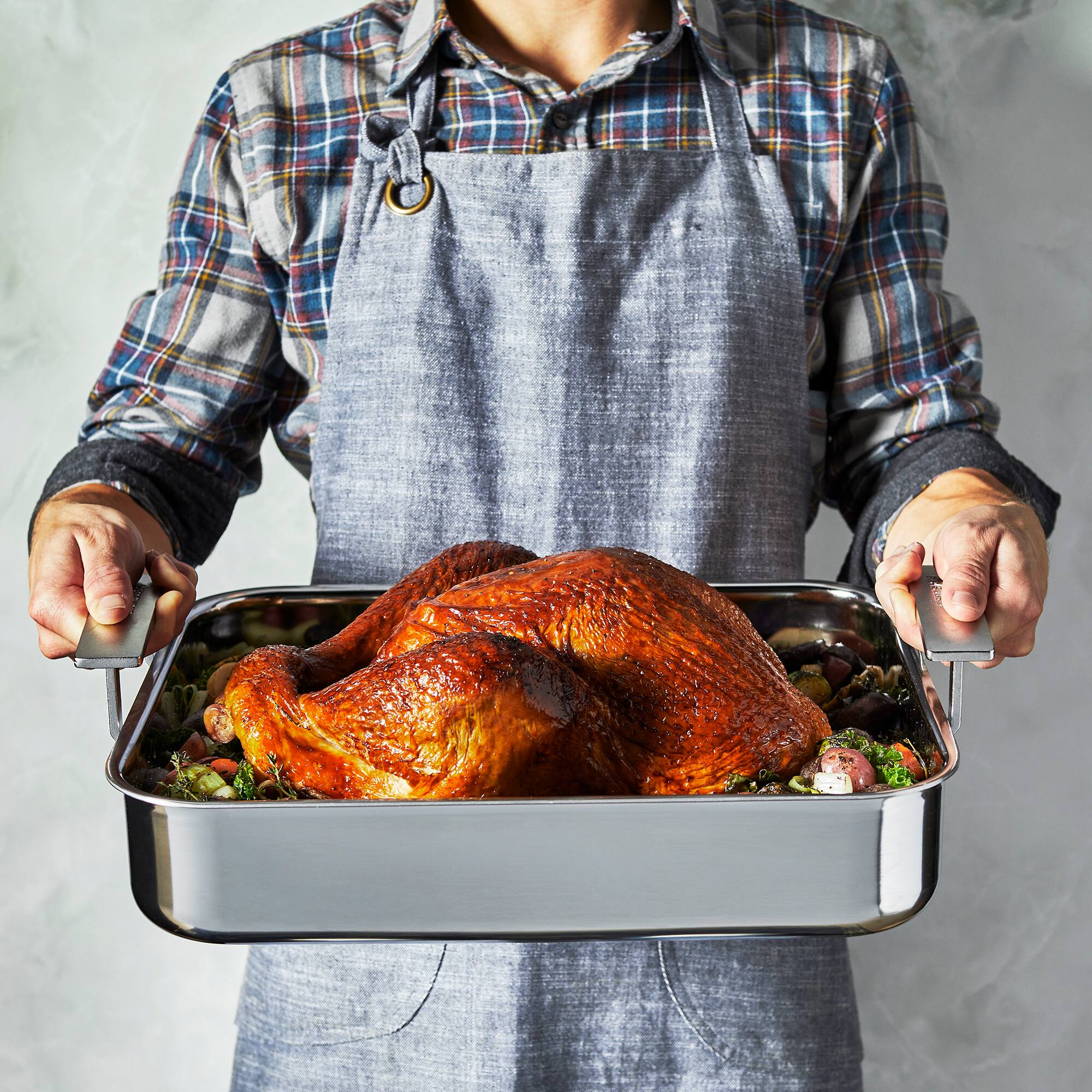 Alt View 1. Demeyere - Demeyere Industry 5-Ply Stainless Steel 15.7 X 13.3-inch Roasting Pan - Stainless Steel.