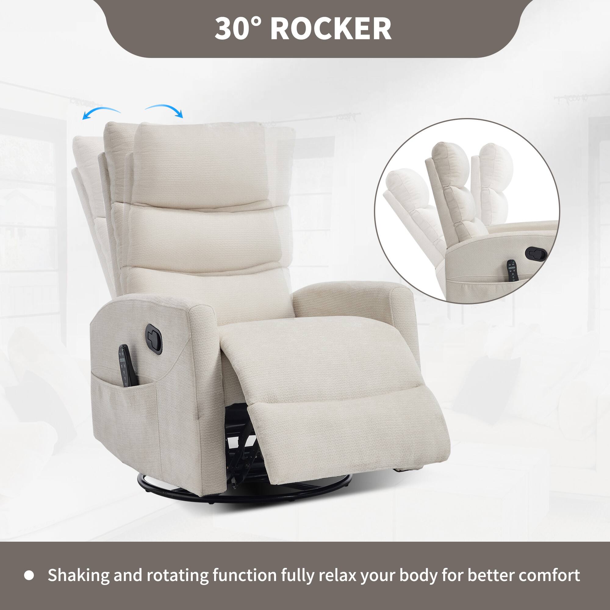 30° ROCKER

Shaking and rotating function fully relax your body for better comfort
