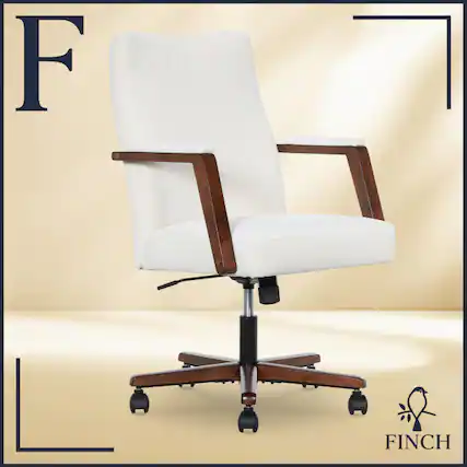 Front. Finch - Finch NEO ONE Fabric Wood Hi-Back Office Chair, Cream - Cream.
