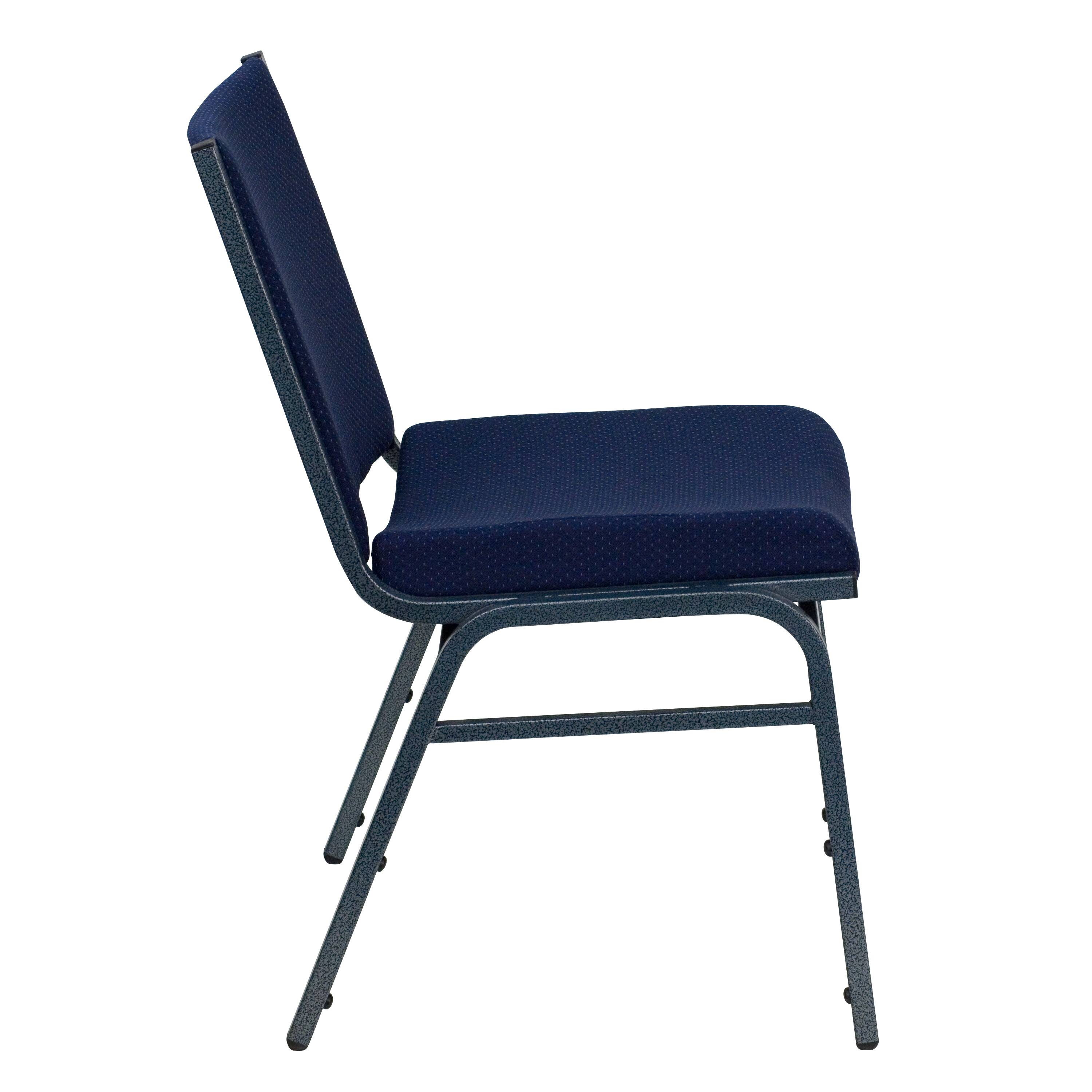 Alt View 5. Emma + Oliver - Heavy Duty Reception/Guest Stack Chair - Navy Blue Patterned Fabric.