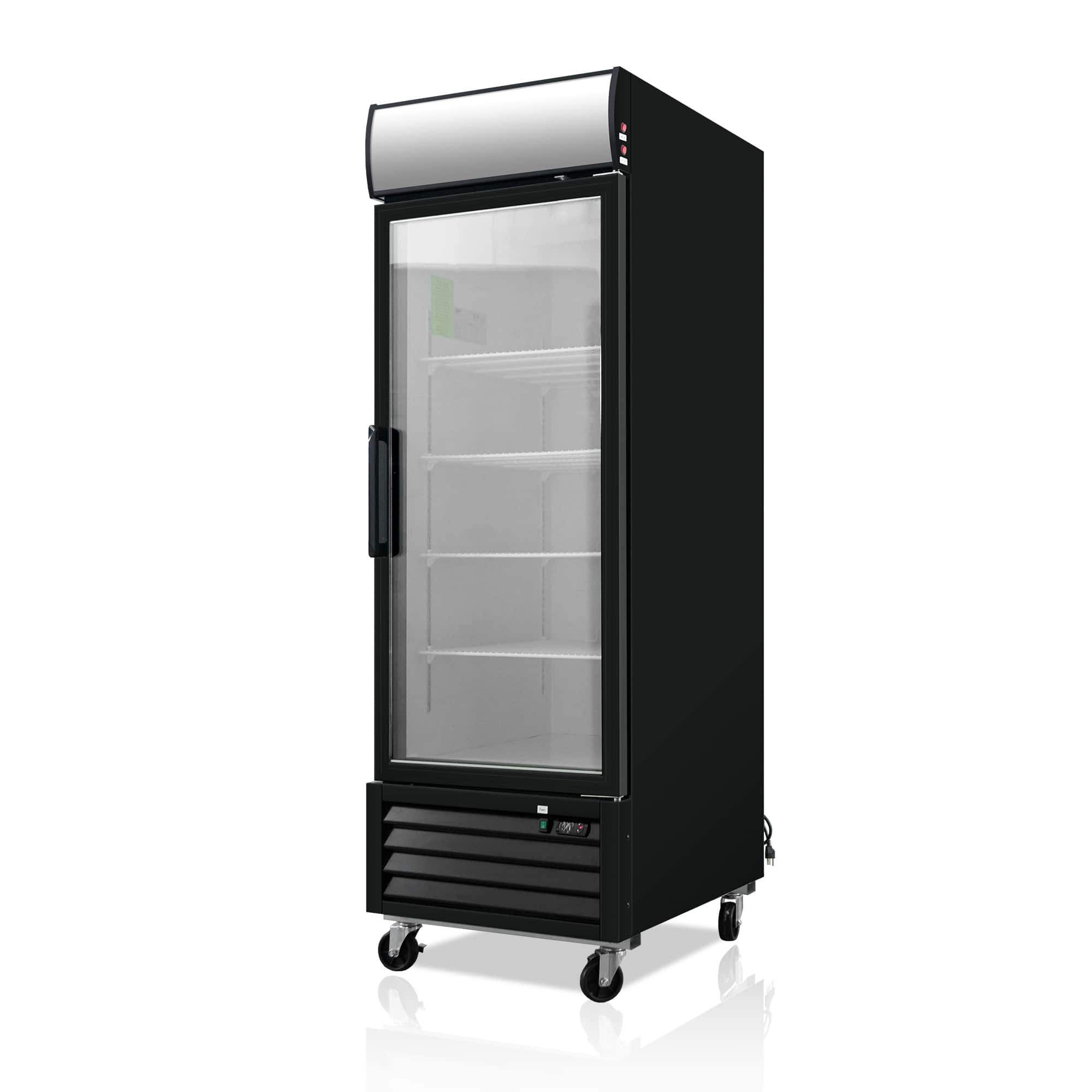 WHALL - 19.3 Cu.Ft Commercial Glass Door Freezer, Upright Merchandiser, Auto Defrost, LED Light, ETL Certified - Black