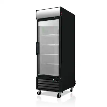 Front. WHALL - WHALL 19.3 Cu.Ft Commercial Glass Door Freezer, Upright Merchandiser, Auto Defrost, LED Light, ETL Certified - Black.