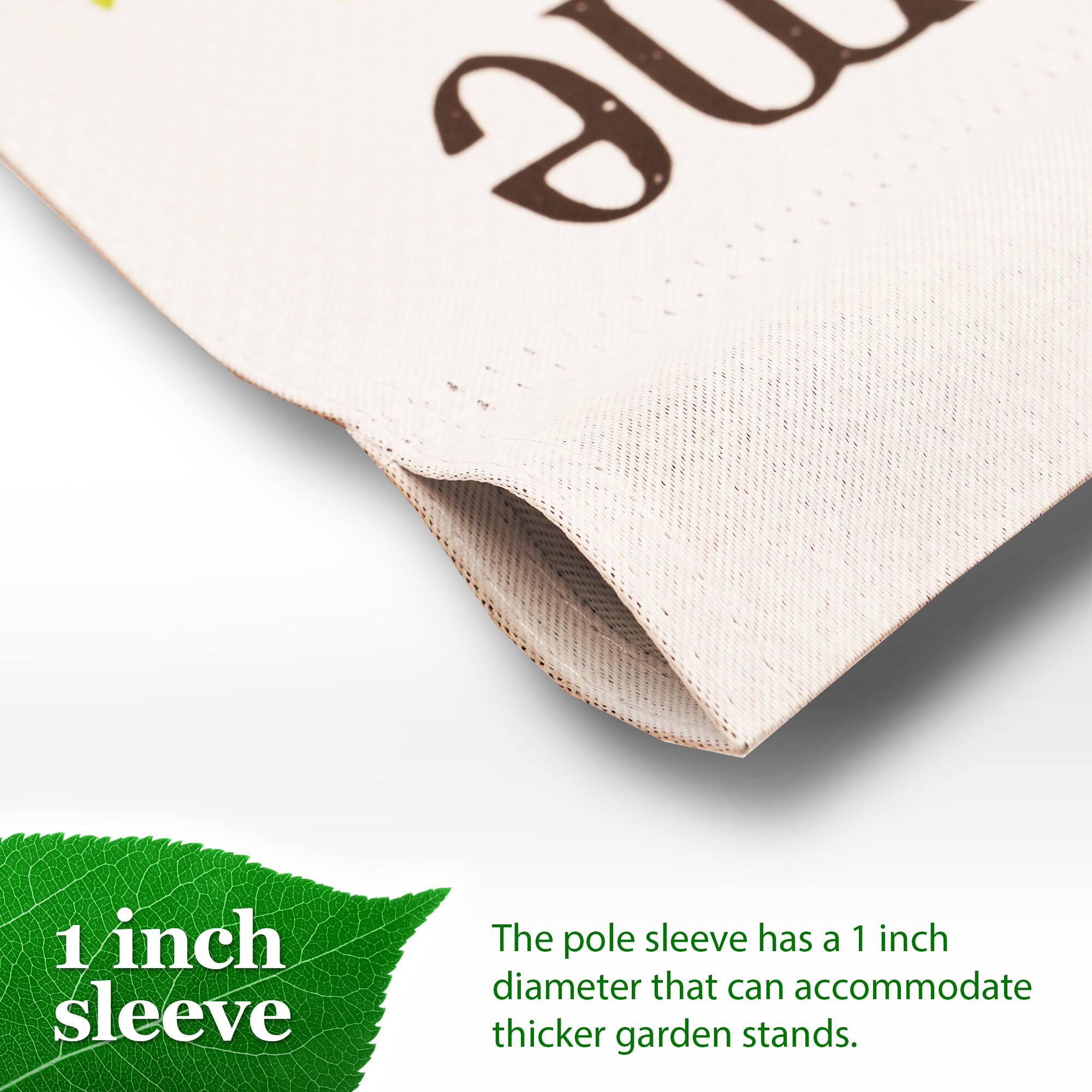 The pole sleeve has a 1 inch diameter that can accommodate thicker garden stands.