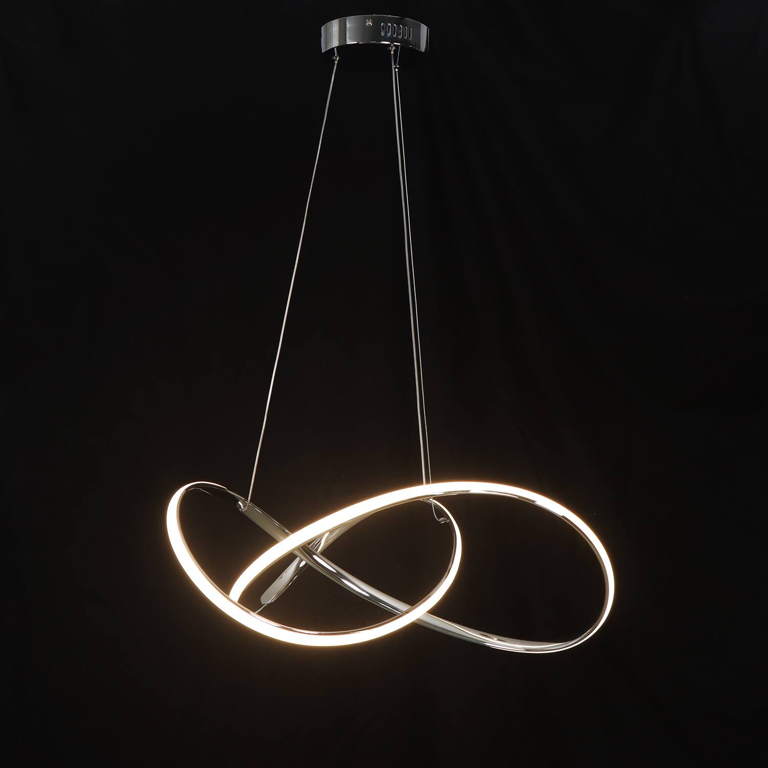 Alt View 1. Umeiluce - Modern 40W Integrated LED Abstract Ribbon Pendant Light, 3000K Dimmable Geometric Chandelier, Chrome.