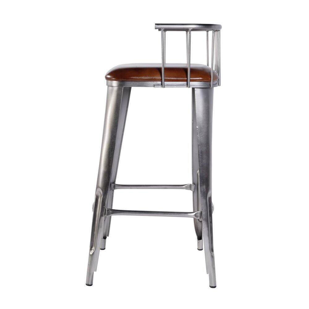 Back. Butler Specialty - Coriander 30.5 in. Seat Height Leather Bar Height Stool - Brown,Silver.