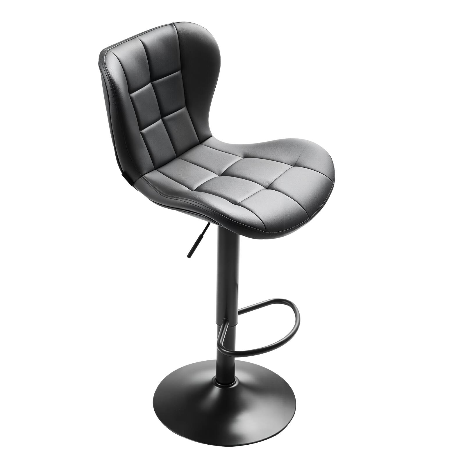 Alt View 5. VEVOR - Set of 2 Modern PU Leather Counter Height Stools, Swivel Bar Chairs with Backrest and Footrest, Adjustable Height - Black.