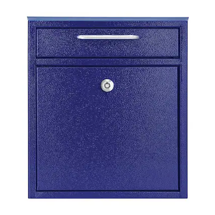 Front. AdirOffice - Safe Medium Steel Wall-Mounted Drop Box with Key Lock - Blue.