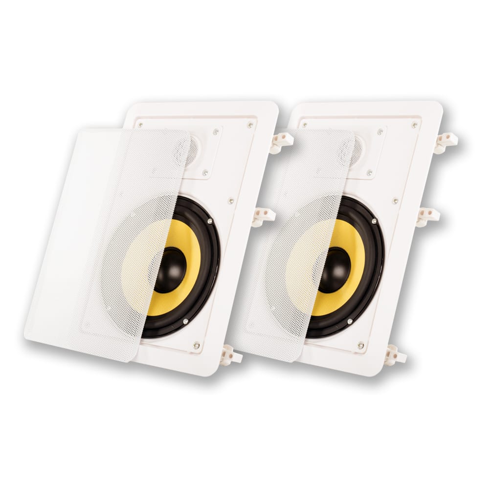 Front. Acoustic Audio by Goldwood - HD-650 in Wall 6.5" Speakers Home Theater Surround Sound Pair - Paintable White.