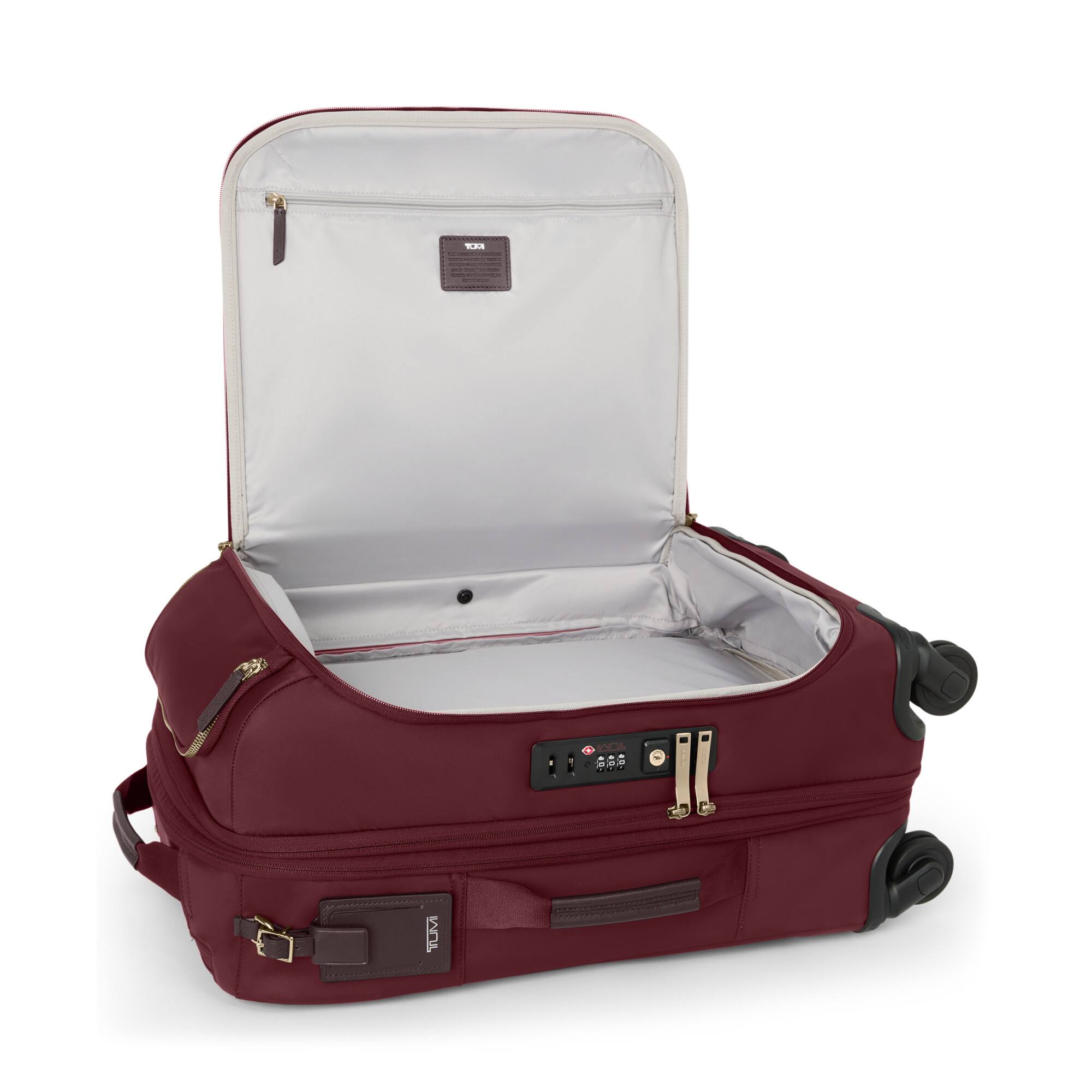 Angle. TUMI - Voyageur Travel Leger International 22" Expandable Carry On Suitcase - Wine.