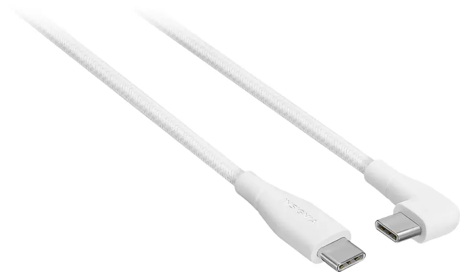 Insignia™ 7' USB C to Right Angle USB C Braided Charging Cable White NS ...