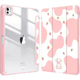 Kitcheniva - Ultra Thin Hybrid Case For iPad Pro 11 Inch M4 2024 Transparent Shell - Strawberry Cow