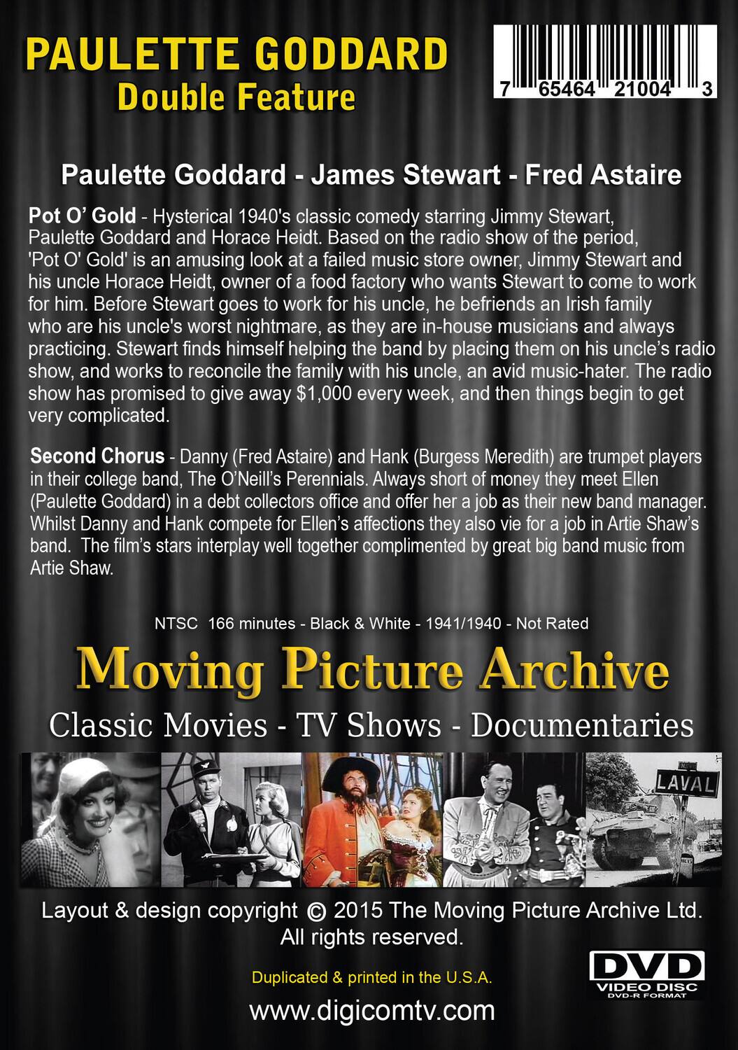 Alt View 1. Paulette Goddard Double Feature: Pot O' Gold / Second Chorus   - DVD.