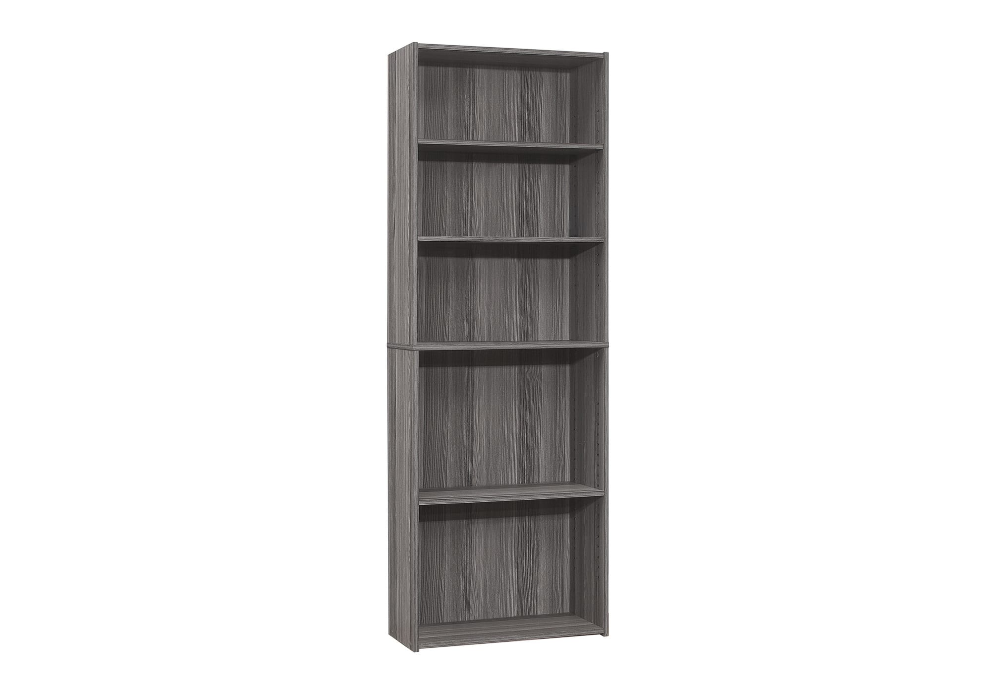 TinyHomie - Bookshelf Bookcase 6 Tier 72in H Grey Laminate Transitional - Gray