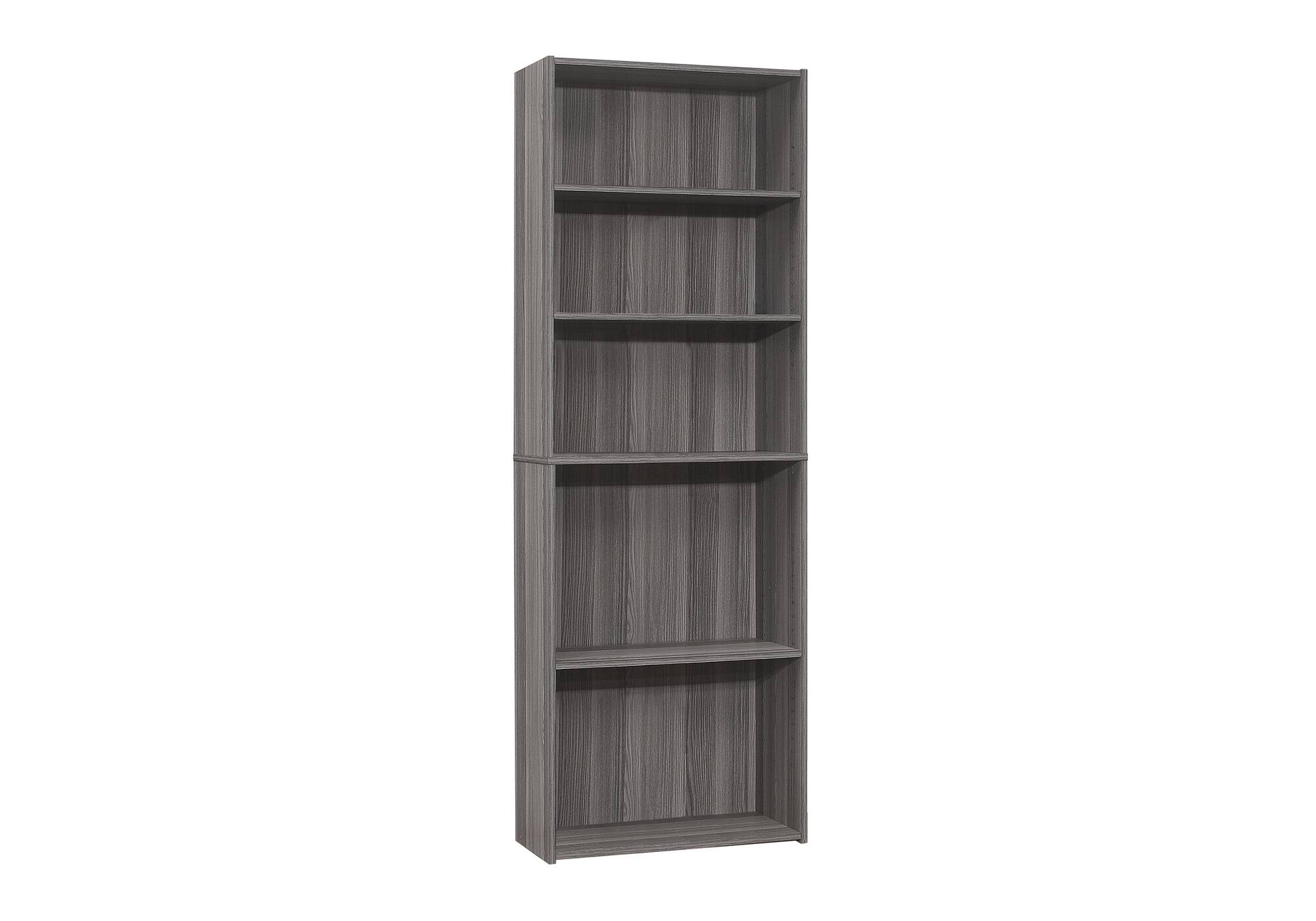TinyHomie - Bookshelf Bookcase 6 Tier 72in H Grey Laminate Transitional - Gray