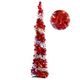 Skar Audio - Artificial Christmas Pop Up Tree Tinsel Pencil With 100 Multi - Red