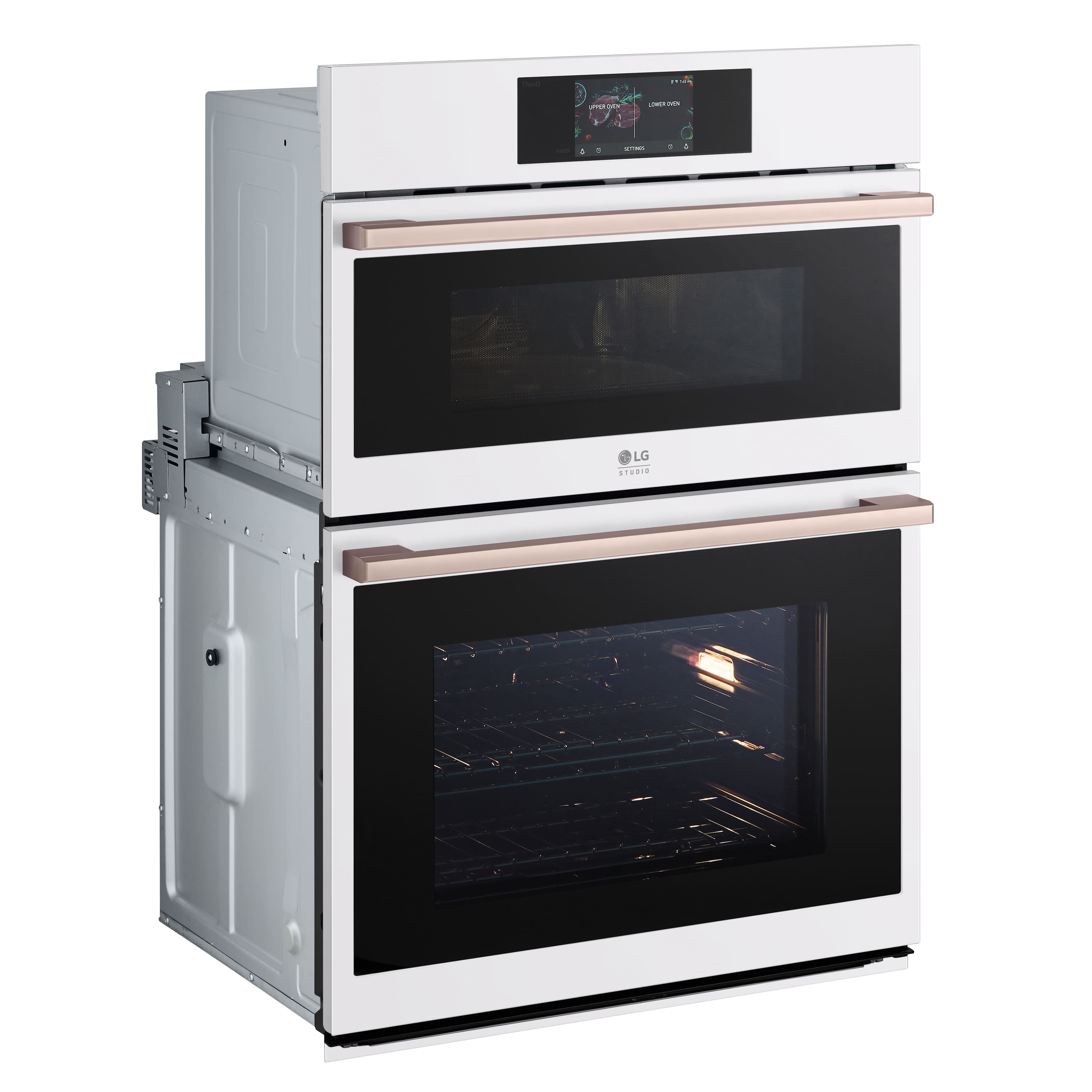 Angle. LG - STUDIO 30" Smart Built-In Electric Convection Combination Wall Oven with Microwave and Sous Vide - Essence White.