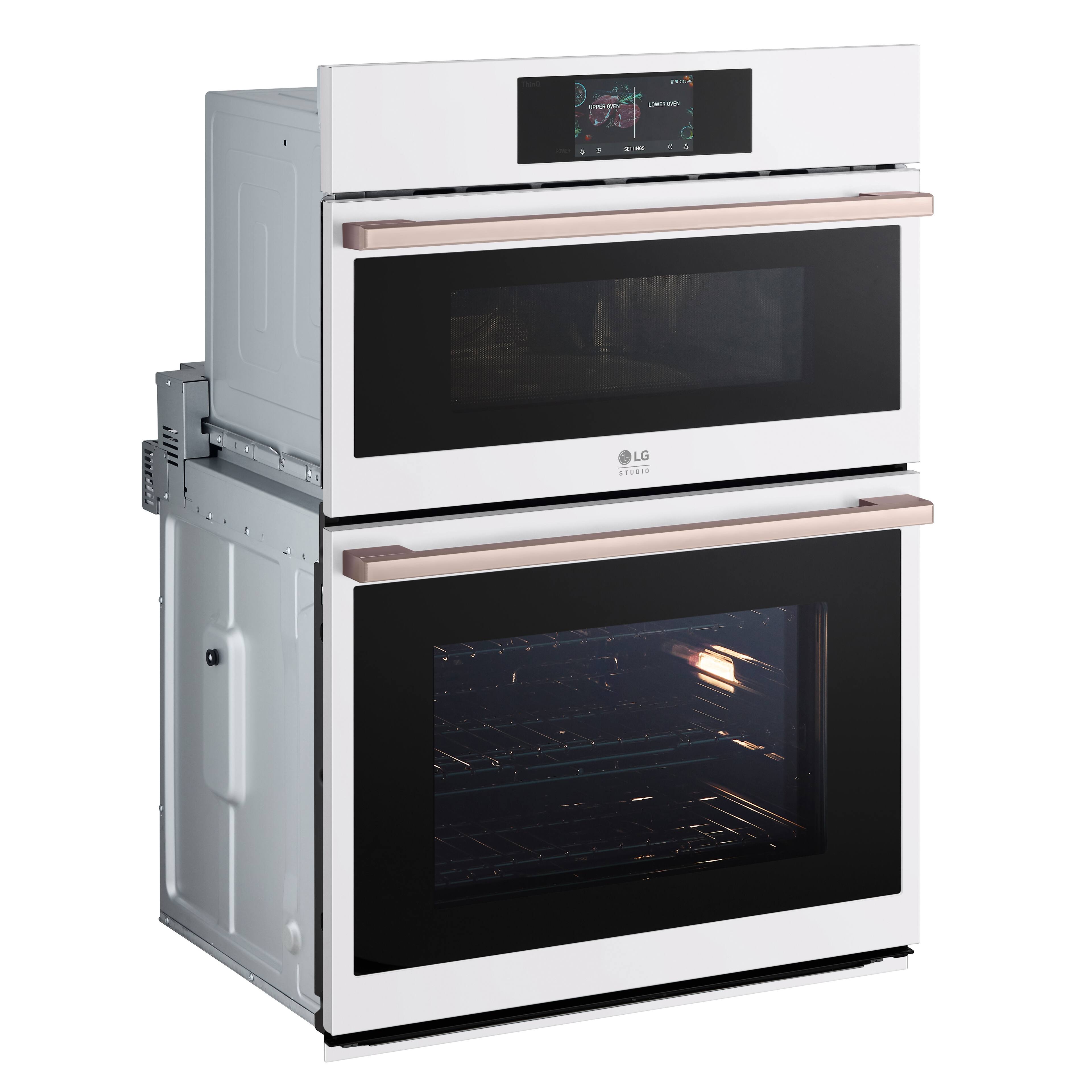Angle. LG - STUDIO 30" Smart Built-In Electric Convection Combination Wall Oven with Microwave and Sous Vide - Essence White.