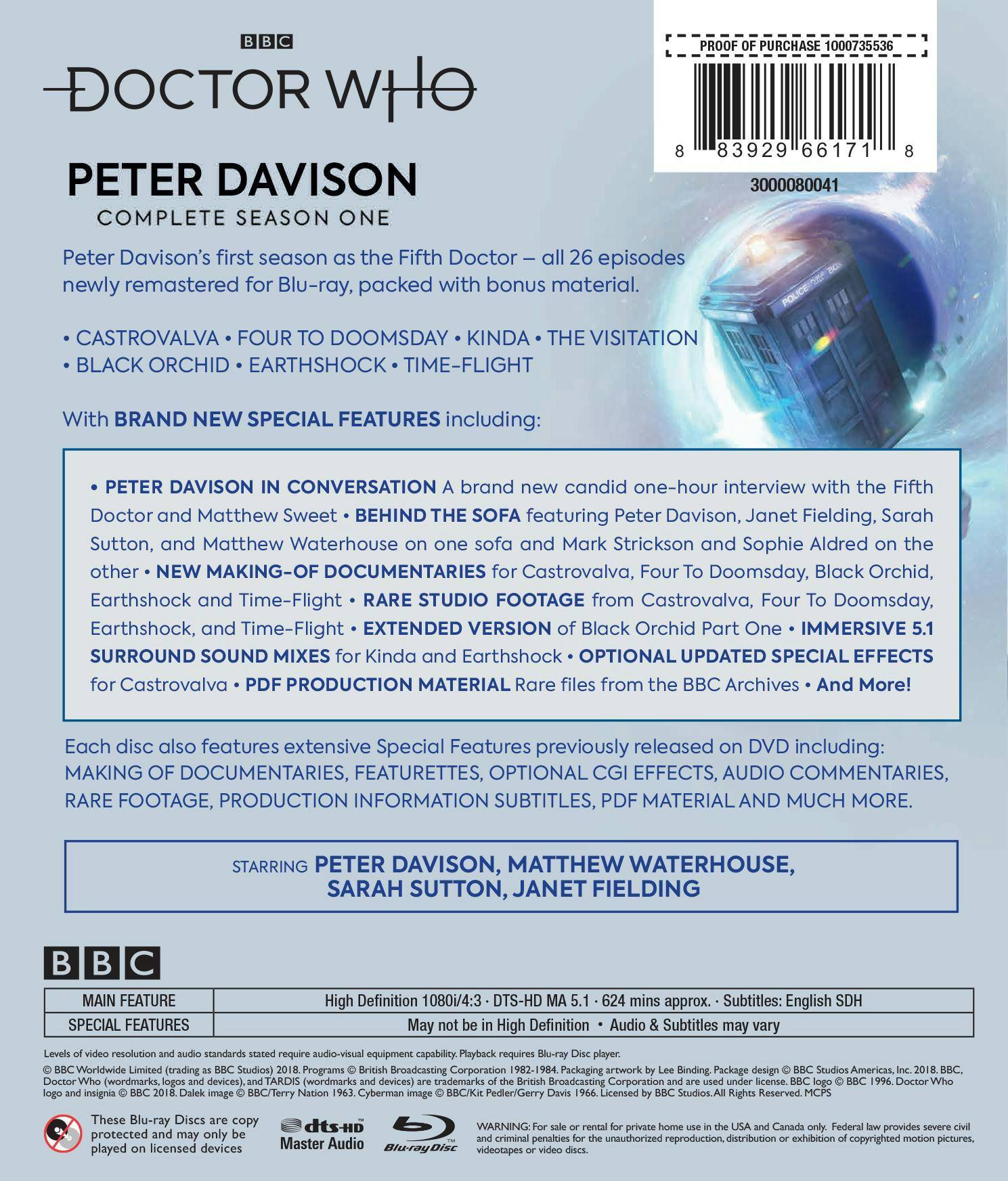 Back. Doctor Who: Peter Davison - Complete Season One (Box Set) (Box Set) [Blu-ray].