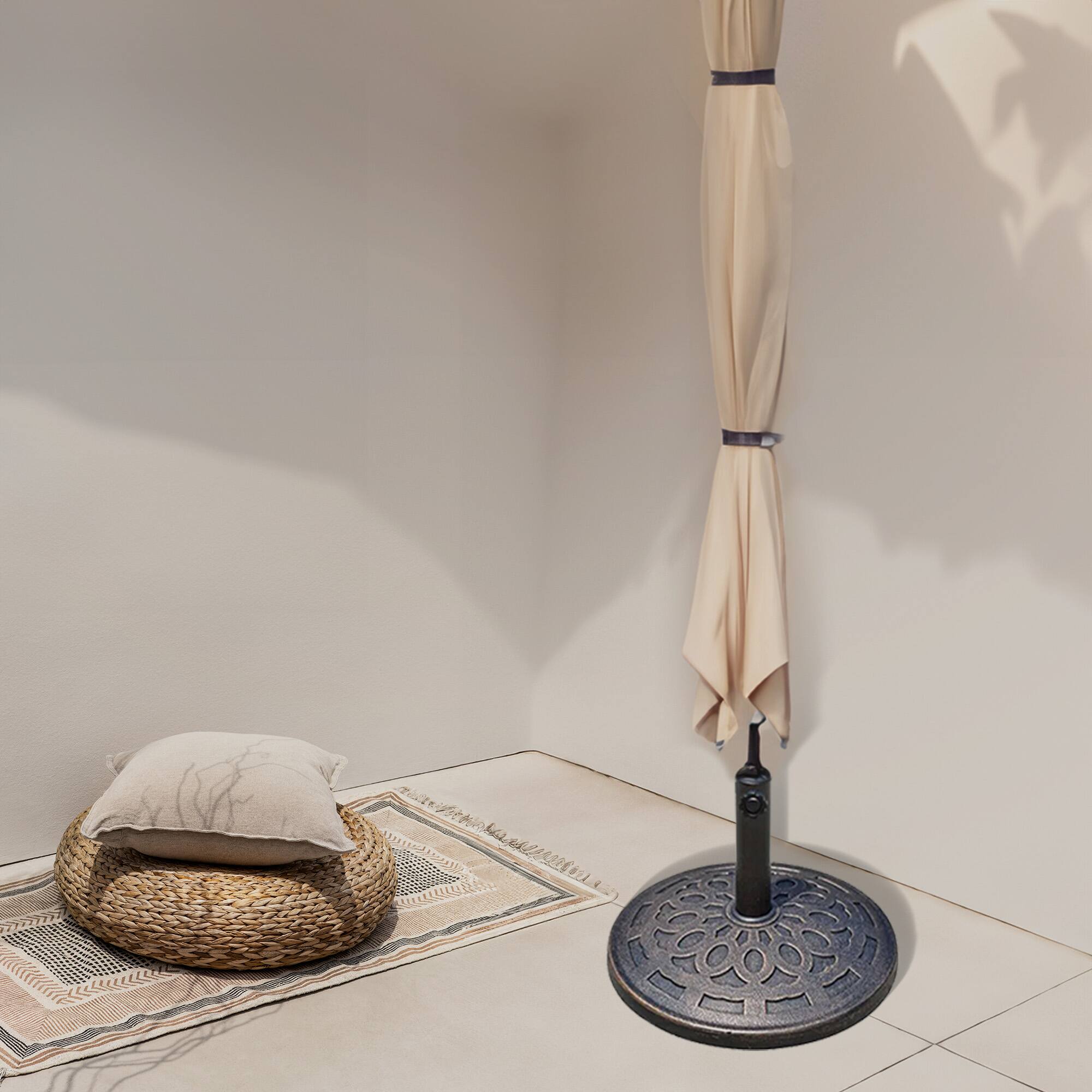 Alt View 2. Four Seasons Courtyard - Four Seasons Courtyard 18 Inch Umbrella Base Fits Up To 2" Umbrella Pole, Bronze - Bronze.