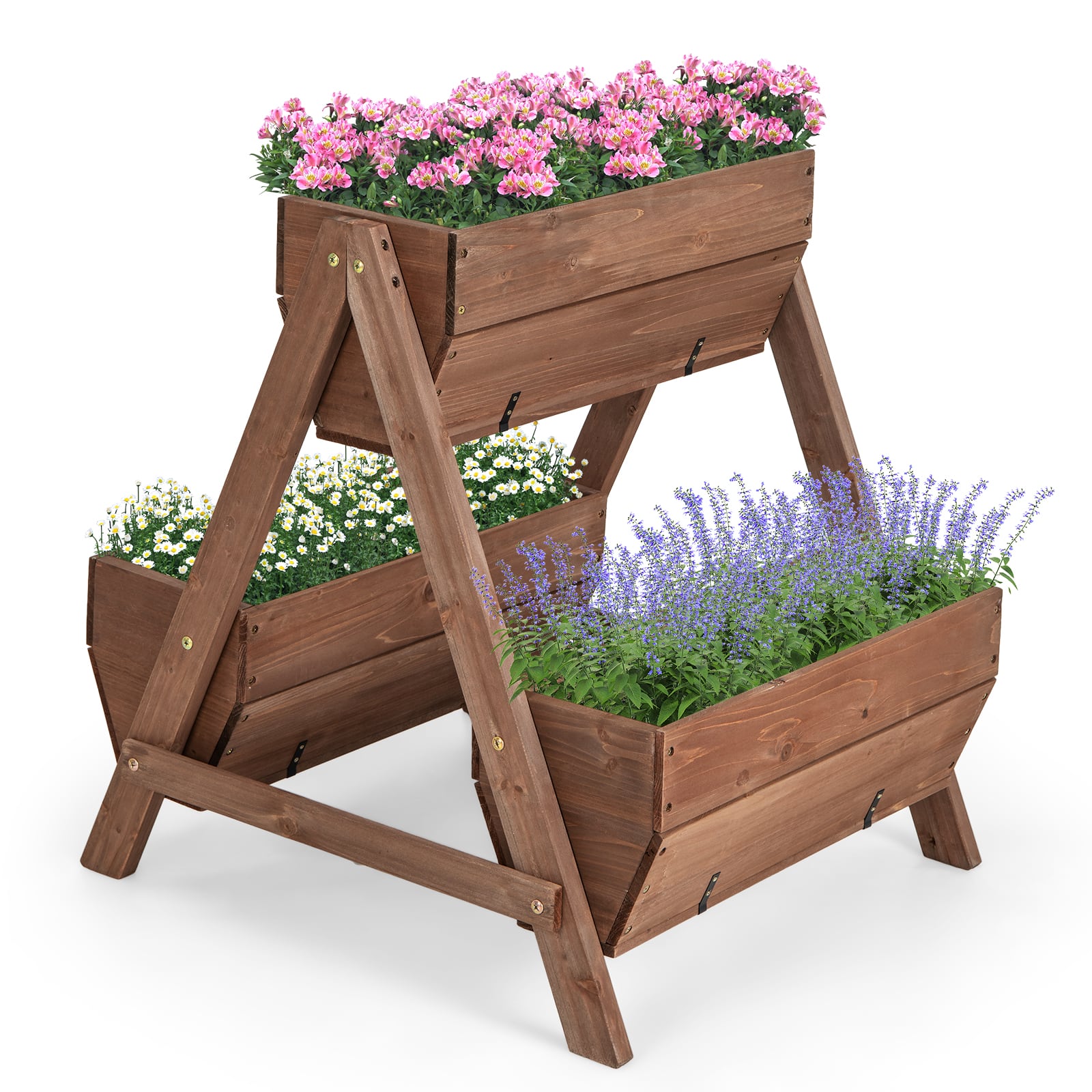 Costway - Vertical Raised Garden bed Wood Tiered Plant Stand for Vegetables Flowers Herbs Growing - Brown price history on PriceWatchPro