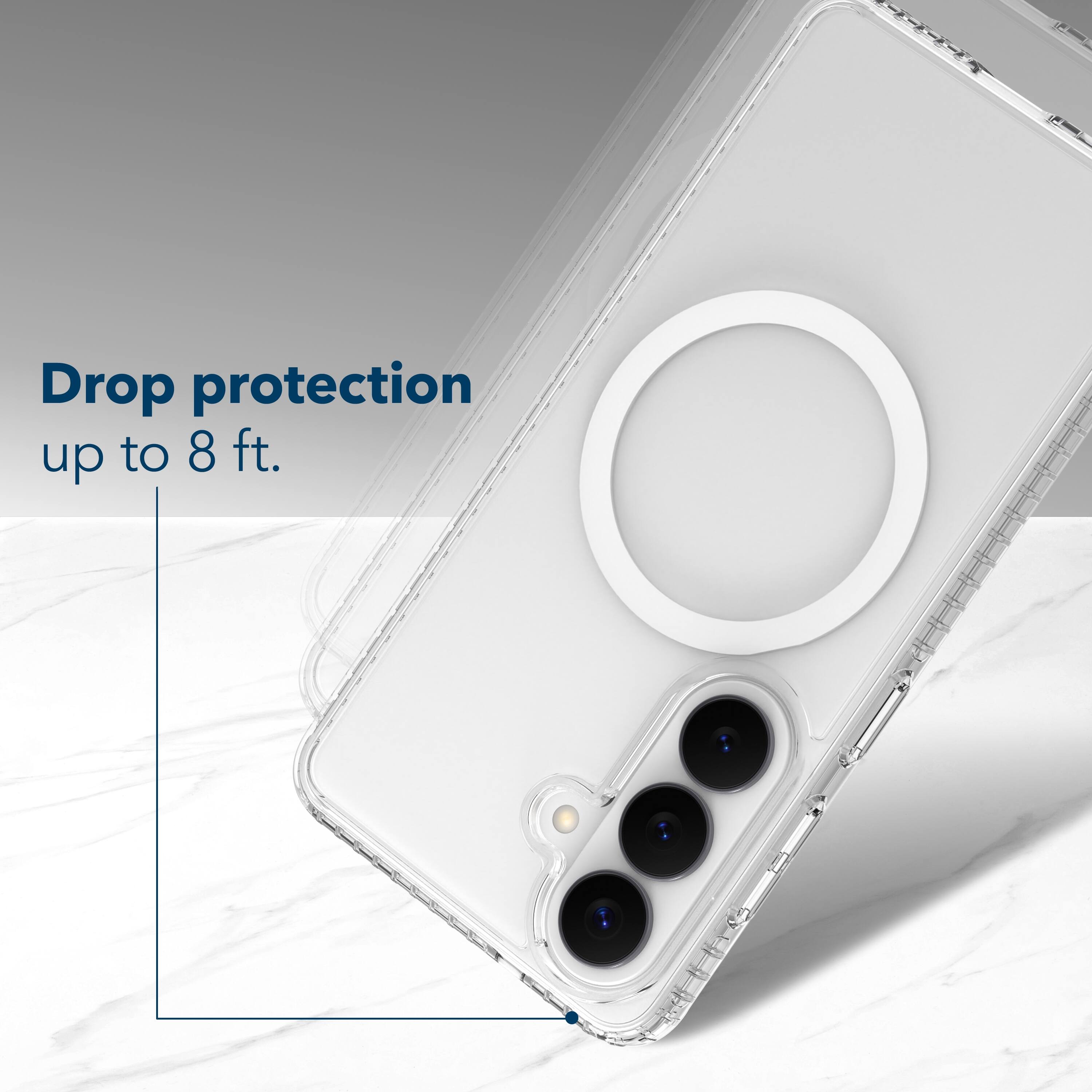 Drop protection up to 8 ft.