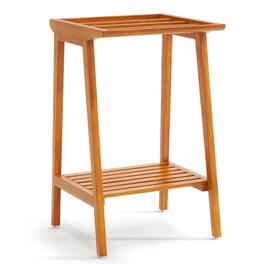Gymax - Freestanding Towel Rack for Bathroom w/ Storage Shelf for Poolside Living Room - Natural