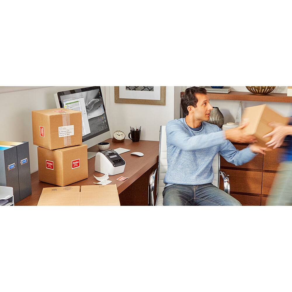 Alt View 6. Brother - QL-820NWB Professional Thermal Label Printer with Multiple Connectivity Options + 600 White Paper Labels DK1202 Bundle - White/Black.