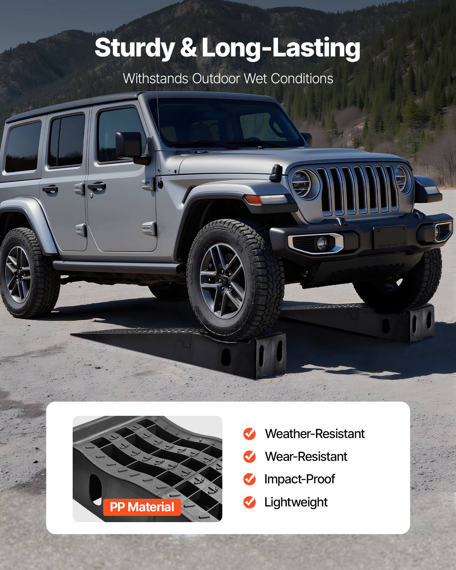 Sturdy & Long-Lasting  
Withstands Outdoor Wet Conditions  

Weather-Resistant  
Wear-Resistant  
Impact-Proof  
Lightweight  

PP Material