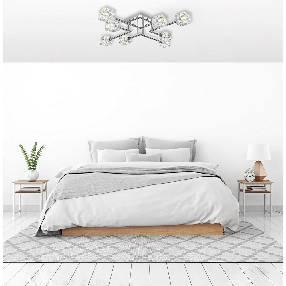Left. Living District - Lyra 32 inch Flush Mount in Chrome - Chrome.