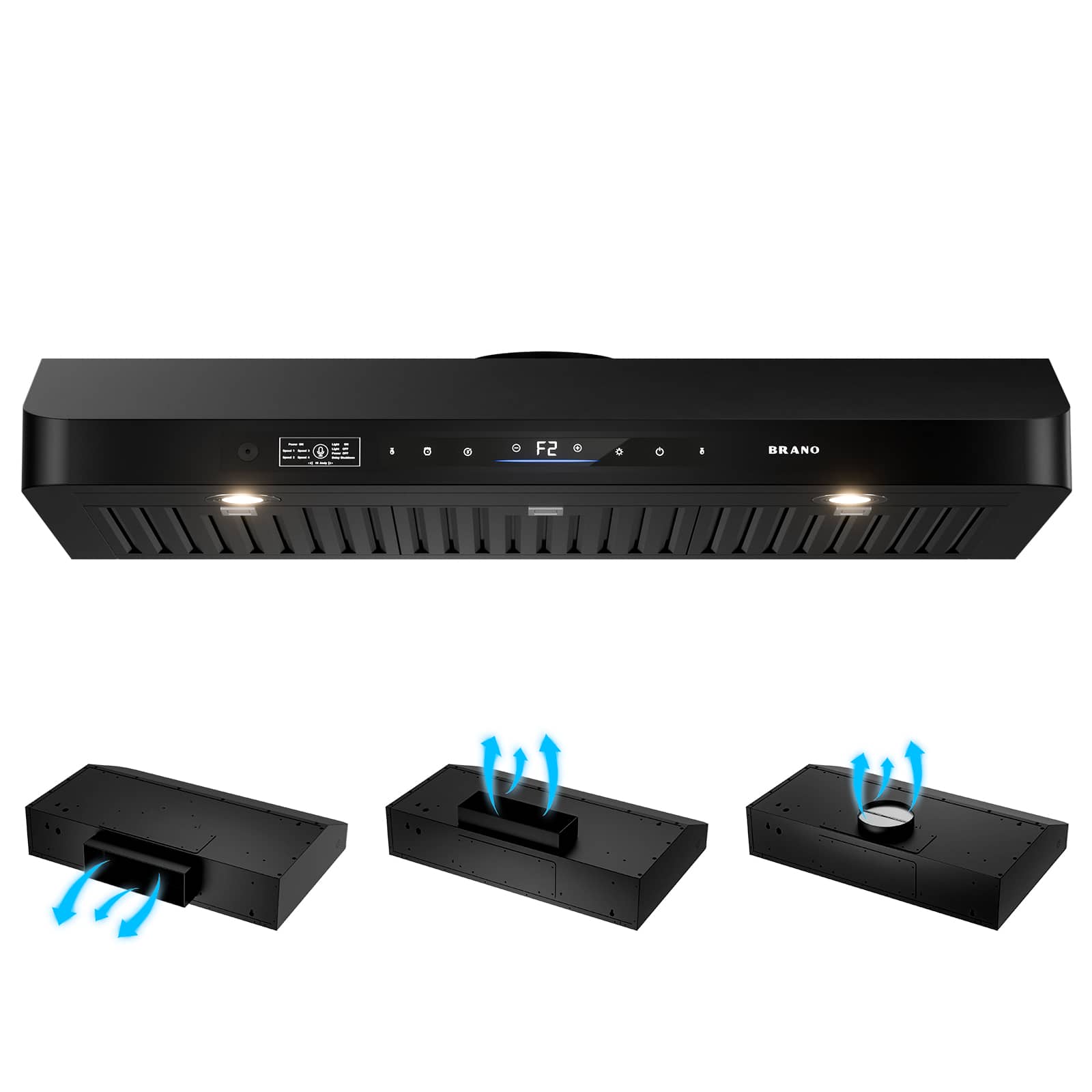 Brano - 36 inches - Externally Vented - Under cabinet Range Hood - Black